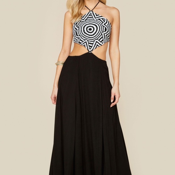 Mara Hoffman Dresses & Skirts - Crochet Cut Out Side Dress in Starbasket Black